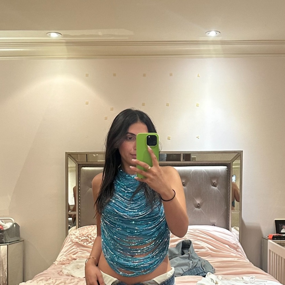 Halter sparkley blue top from REFORMATION VINTAGE